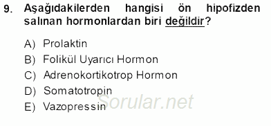 Temel Veteriner Fizyoloji 2013 - 2014 Dönem Sonu Sınavı 9.Soru