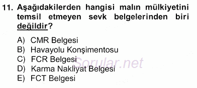 Dış Ticaret İşlemlerinin Muhasebeleştirilmesi 2013 - 2014 Ara Sınavı 11.Soru