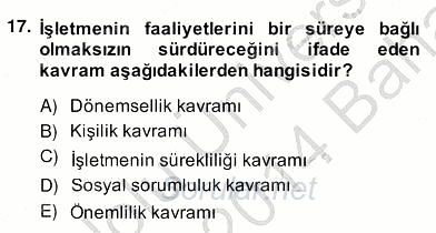 Dış Ticaret İşlemlerinin Muhasebeleştirilmesi 2013 - 2014 Ara Sınavı 17.Soru