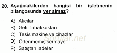 Dış Ticaret İşlemlerinin Muhasebeleştirilmesi 2013 - 2014 Ara Sınavı 20.Soru