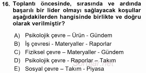 Toplantı Ve Sunu Teknikleri 2015 - 2016 Ara Sınavı 16.Soru