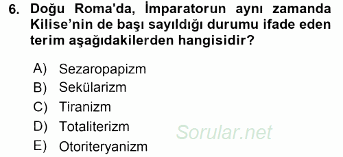 Siyasi Düşünceler Tarihi 2015 - 2016 Ara Sınavı 6.Soru