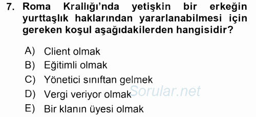 Siyasi Düşünceler Tarihi 2015 - 2016 Ara Sınavı 7.Soru