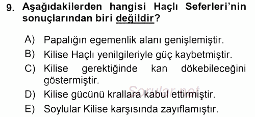 Siyasi Düşünceler Tarihi 2015 - 2016 Ara Sınavı 9.Soru