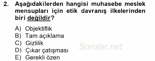Maliyet Yönetimi 2012 - 2013 Dönem Sonu Sınavı 2.Soru
