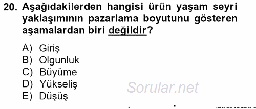 Maliyet Yönetimi 2012 - 2013 Dönem Sonu Sınavı 20.Soru