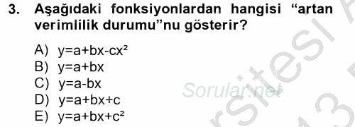 Maliyet Yönetimi 2012 - 2013 Dönem Sonu Sınavı 3.Soru