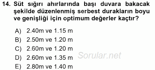 Hayvan Yetiştirme 2016 - 2017 Ara Sınavı 14.Soru