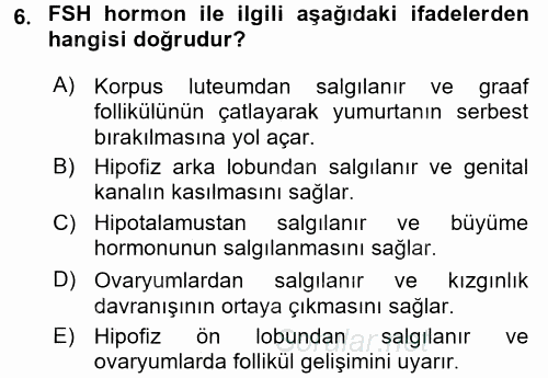 Hayvan Yetiştirme 2016 - 2017 Ara Sınavı 6.Soru