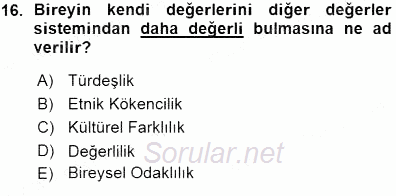 Tüketici Davranışları 2015 - 2016 Ara Sınavı 16.Soru