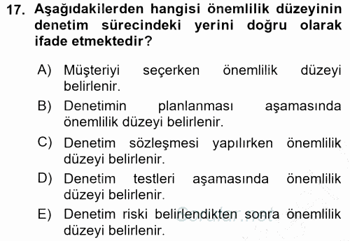 Muhasebe Denetimi 2015 - 2016 Ara Sınavı 17.Soru