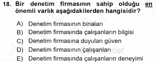 Muhasebe Denetimi 2015 - 2016 Ara Sınavı 18.Soru