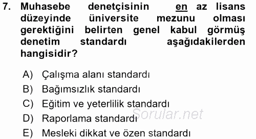 Muhasebe Denetimi 2015 - 2016 Ara Sınavı 7.Soru