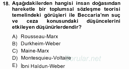 Hukuk Sosyolojisi 2014 - 2015 Ara Sınavı 18.Soru