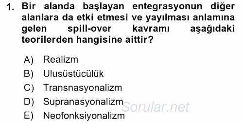 Uluslararası İlişkiler Kuramları 2 2017 - 2018 Ara Sınavı 1.Soru