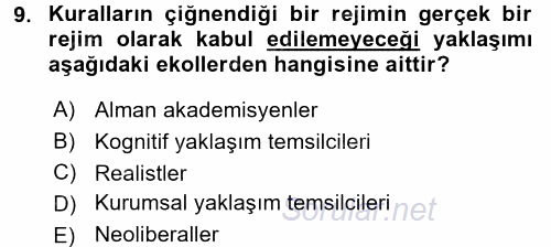 Uluslararası İlişkiler Kuramları 2 2017 - 2018 Ara Sınavı 9.Soru