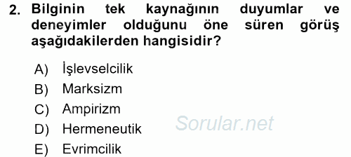 Sosyolojide Araştırma Yöntem ve Teknikleri 2016 - 2017 Dönem Sonu Sınavı 2.Soru