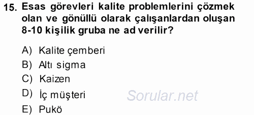 Yönetimde Güncel Yaklaşımlar 2014 - 2015 Dönem Sonu Sınavı 15.Soru