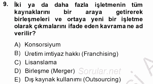 Yönetimde Güncel Yaklaşımlar 2014 - 2015 Dönem Sonu Sınavı 9.Soru