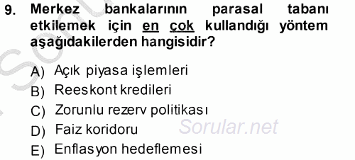 Para ve Banka 2014 - 2015 Dönem Sonu Sınavı 9.Soru