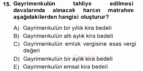 Özel Vergi Hukuku 2 2013 - 2014 Dönem Sonu Sınavı 15.Soru