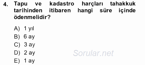Özel Vergi Hukuku 2 2013 - 2014 Dönem Sonu Sınavı 4.Soru