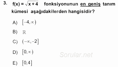 Matematik 1 2015 - 2016 Ara Sınavı 3.Soru