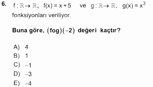 Matematik 1 2015 - 2016 Ara Sınavı 6.Soru