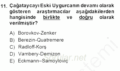 XIV-XV. Yüzyıllar Türk Edebiyatı 2014 - 2015 Ara Sınavı 11.Soru