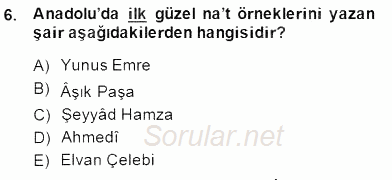 XIV-XV. Yüzyıllar Türk Edebiyatı 2014 - 2015 Ara Sınavı 6.Soru