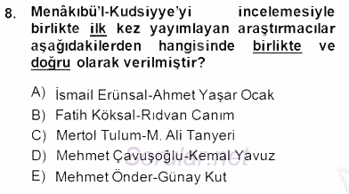 XIV-XV. Yüzyıllar Türk Edebiyatı 2014 - 2015 Ara Sınavı 8.Soru