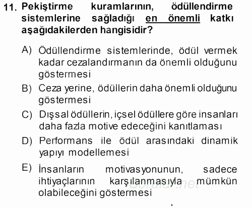 Ücret ve Ödül Yönetimi 2014 - 2015 Dönem Sonu Sınavı 11.Soru