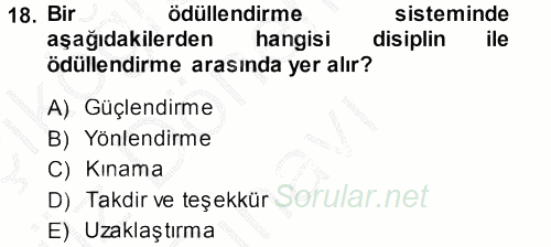 Ücret ve Ödül Yönetimi 2014 - 2015 Dönem Sonu Sınavı 18.Soru