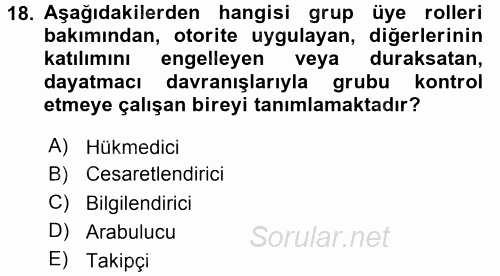 Sağlık Kurumları Yönetimi 2 2017 - 2018 3 Ders Sınavı 18.Soru