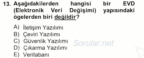 Lojistikte Teknoloji Kullanımı 2012 - 2013 Ara Sınavı 13.Soru