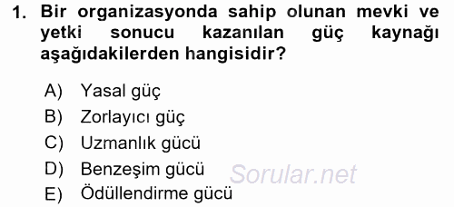 Yönetim ve Organizasyon 2015 - 2016 Tek Ders Sınavı 1.Soru