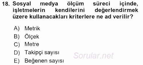 Sosyal Medya 2016 - 2017 3 Ders Sınavı 18.Soru