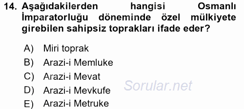 Kamu Mali Yönetimi 2017 - 2018 3 Ders Sınavı 14.Soru