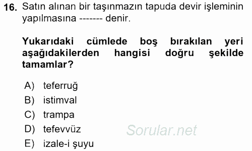 Kamu Mali Yönetimi 2017 - 2018 3 Ders Sınavı 16.Soru