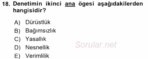 Kamu Mali Yönetimi 2017 - 2018 3 Ders Sınavı 18.Soru