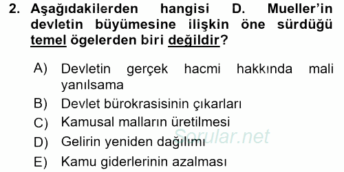 Kamu Mali Yönetimi 2017 - 2018 3 Ders Sınavı 2.Soru