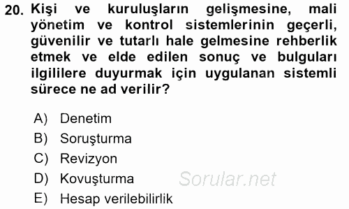 Kamu Mali Yönetimi 2017 - 2018 3 Ders Sınavı 20.Soru