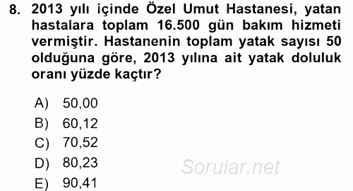 Tıbbi İstatistik 2017 - 2018 3 Ders Sınavı 8.Soru