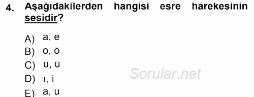 Osmanlı Türkçesi 1 2014 - 2015 Ara Sınavı 4.Soru