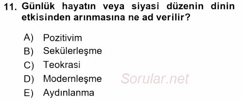 Sosyal Bilimlerde Temel Kavramlar 2017 - 2018 3 Ders Sınavı 11.Soru