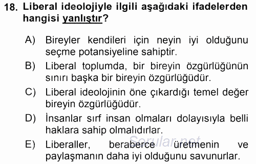Sosyal Bilimlerde Temel Kavramlar 2017 - 2018 3 Ders Sınavı 18.Soru