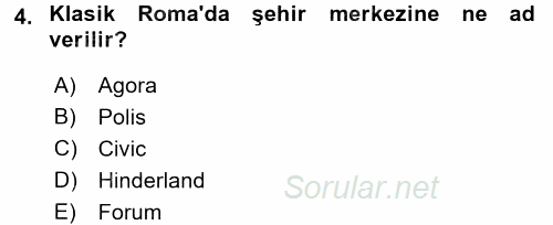 Kent Sosyolojisi 2015 - 2016 Tek Ders Sınavı 4.Soru