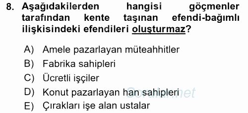 Kent Sosyolojisi 2015 - 2016 Tek Ders Sınavı 8.Soru