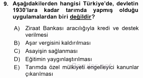 Kent Sosyolojisi 2015 - 2016 Tek Ders Sınavı 9.Soru