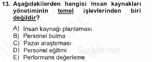Rekreasyon Yönetimi 2012 - 2013 Dönem Sonu Sınavı 13.Soru